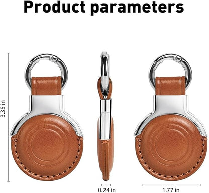Genuine Leather All-in Package for Airtag Holder Designed for Apple for Airtags Keychains.Compact Design with Key Rings r for Added Convenience and Protective Casing for Airtag (Vintage Color