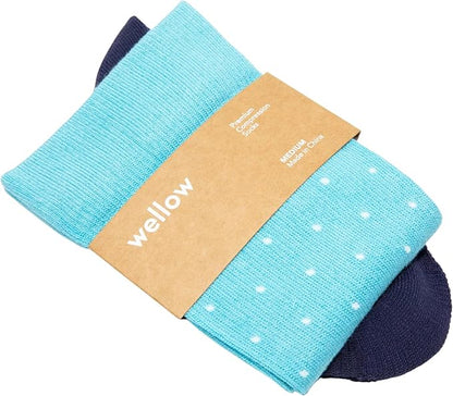 Wellow Wide Calf Compression Socks, Knee High Support, Fit for Men & Women, 18-25 mmHg, Made with Viscose from Bamboo