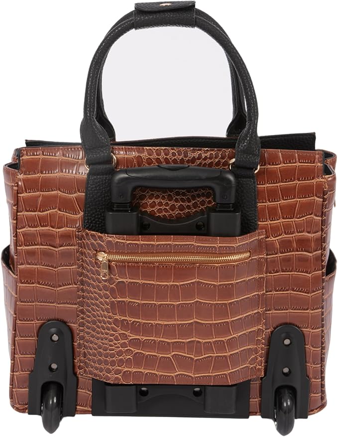 JKM & Company Rolling Laptop Bag for Women | Designer Wheeled Briefcase | Fits 13-17" Laptops | Office Travel Computer Case