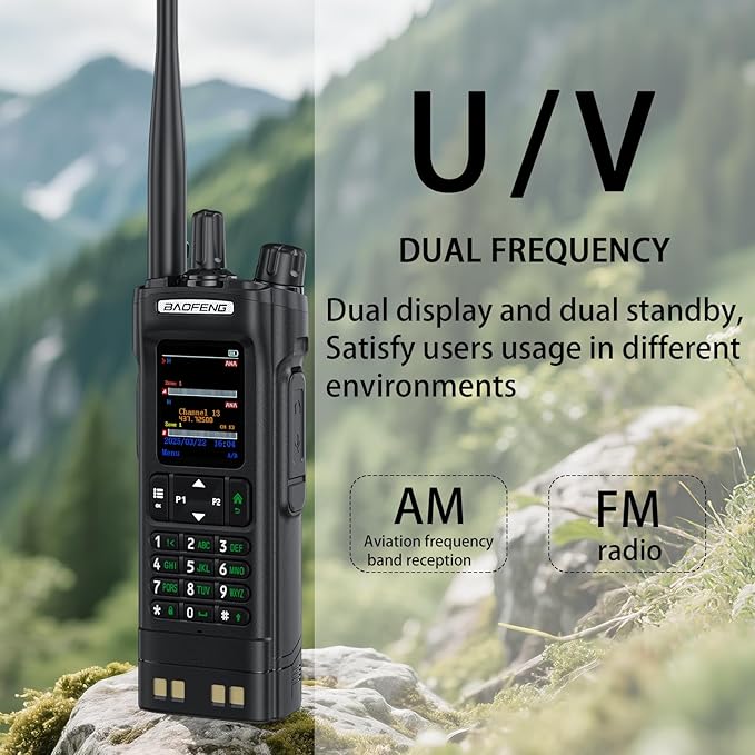 BAOFENG DM32 DMR Handheld Radio with USB-C Charging, GPS, 10W Long Range Walkie Talkie for Emergency Rescue & Outdoor Sports DM-32UV (1 Pack Black+Back Clip)
