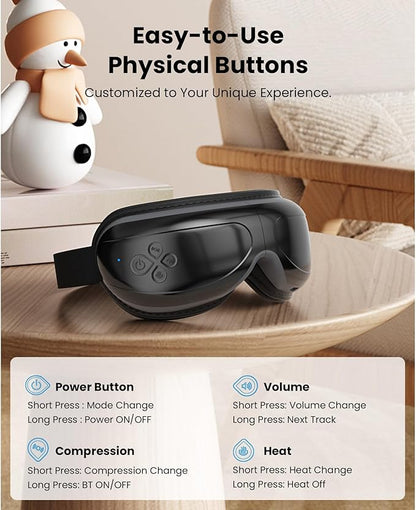 BOB AND BRAD Eye Massager, EyeOasis 2 Temple Massager with Heat, Smart Eye Mask Massage for Migraine with BT Music, Reduce Dry Eyes Improve Sleep, Christmas Birthday Gifts for Women Men Dad