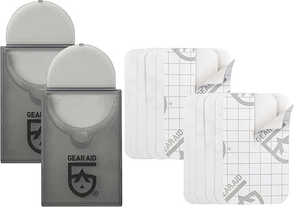 GEAR AID Tenacious Tape Mini Patches with Peel-and-Stick Adhesive to Fix Holes and Tears in Winter Gear, Down Puffer Jackets, Sleeping Bags, Tents, and Rain Gear, Black and Clear
