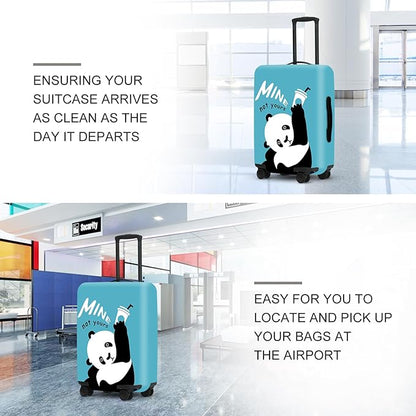 Panda Luggage Protector, Washable Suitcase Case with “Min” Text & Beer Mug Cute Anti-scratch for 28",30"Bag