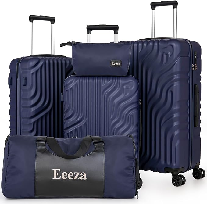 Luggage Sets Suitcase Sets 5 Piece Luggage Sets Suitcase with ABS Hard Shell Lightweight TSA Lock and Double Rotatable Detachable Wheels(Navy,20"/24"/28"/DB/TB)