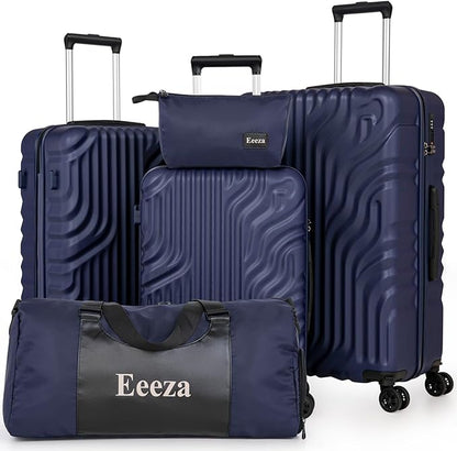 Luggage Sets Suitcase Sets 5 Piece Luggage Sets Suitcase with ABS Hard Shell Lightweight TSA Lock and Double Rotatable Detachable Wheels(Navy,20"/24"/28"/DB/TB)