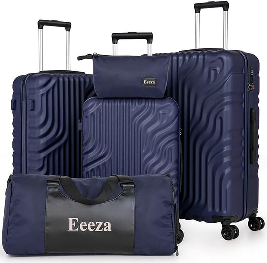 Luggage Sets Suitcase Sets 5 Piece Luggage Sets Suitcase with ABS Hard Shell Lightweight TSA Lock and Double Rotatable Detachable Wheels(Navy,20"/24"/28"/DB/TB)