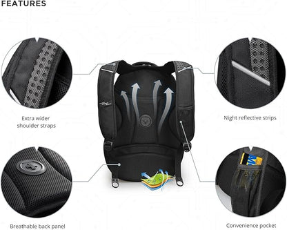 Swissdigital Design Travel Backpack for Men with Finder（color random）, TSA Friendly USB Charging RFID Protection Business Backpack Fits 15.6" Laptops Black | J14BT013-BR