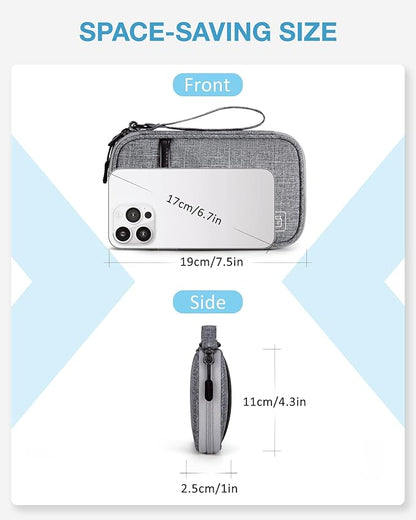 BAGSMART Cord Organizer Travel Cable Organizer Bag Tech Electronic Organizer Travel Case, Travel Essentials for Charger, Cable, Phone, Flash drive, Single Layer - Grey