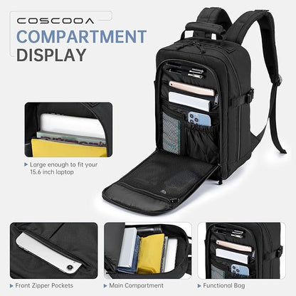 United Airlines Personal Item Bag 17x10x9 inch,Small Travel Backpack 20L,Flight Approved Underseat Ryanair 40x20x25 CM Carry on Luggage Bag,Mochila de Viaje,Cabin Size Backpack Black