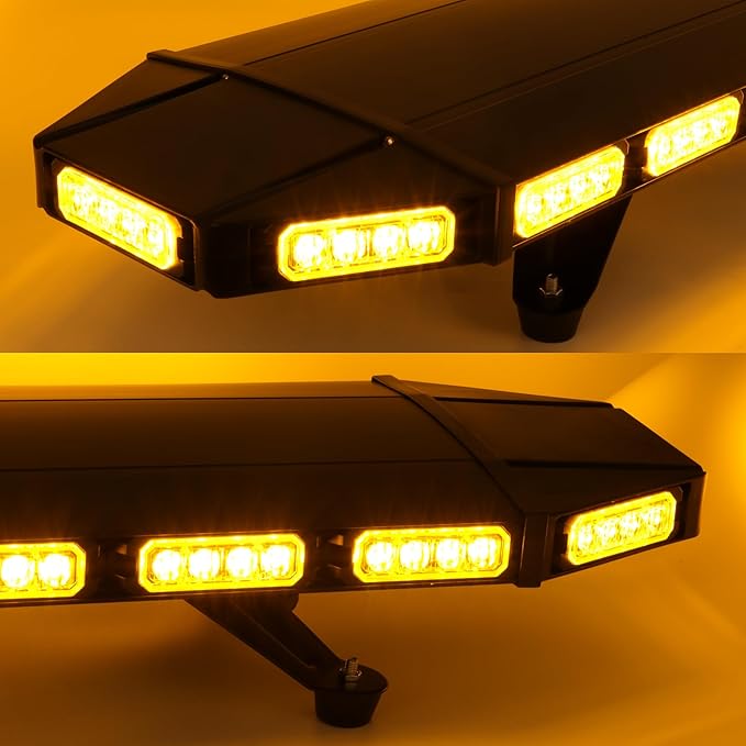 48" 104LED Extreme High Intensity Construction Emergency Warning Strobe Light Bar Rooftop Low Profile Law Enforcement Hazard Flashing for Tow Truck Vehicle (Amber/Amber)