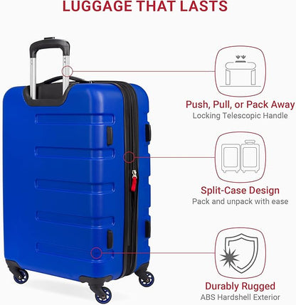 SwissGear 7366 Signature Hardside Expandable Luggage with Spinner Wheels, TSA Lock, Cobalt, Checked-Medium 23-Inch