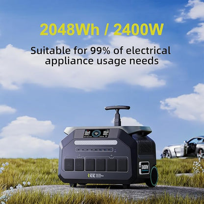 IEE 2400W/2048Wh Solar power station,P2400 Solar Generator(5000W Peak) With 100W Solar Panel,1800W Super Fast Charging,APP Control Emergency Power Station for Home, Camping, Power Outages