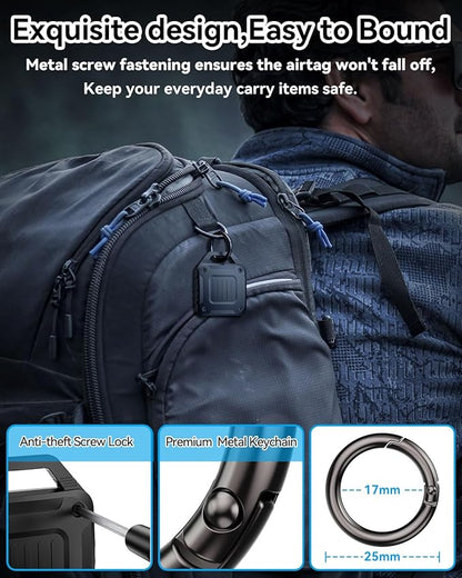 DDJ 2-Pack IPX8 Waterproof for AirTag Holder Case Keychain, Rugged Protective Case for Apple Airtag with Key Ring, Ultra Durable Air Tags Holder for Dog Collar/Luggage/Key/Backpack, Easy to Install