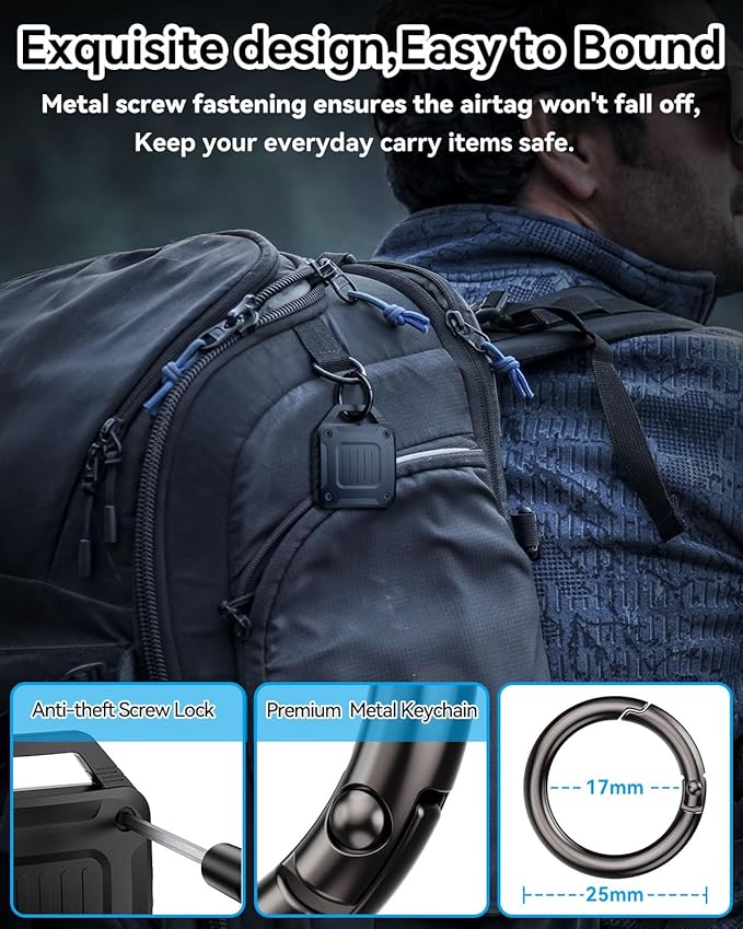 DDJ 4-Pack IPX8 Waterproof for AirTag Holder Case Keychain, Rugged Protective Case for Apple Airtag with Key Ring, Ultra Durable Air Tags Holder for Dog Collar/Luggage/Key/Backpack, Easy to Install