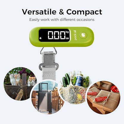 pack all 110 Lbs Luggage Scale, Digital Handheld Baggage Scale, Travel Suitcase Weight Scale with LCD Display, Battery Included, Apple Green