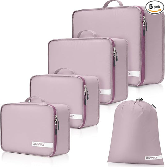 Cipway 5 Set Packing Cubes for Travel Suitcase Organizer for Accessories Luggage Carry On Suitcase Lightweight Mauve Pink