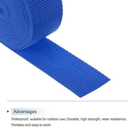 MECCANIXITY Lightweight Polypropylene Webbing Strap 1 1/2" 5 Yard Backpack Strapping Band Blue for Outdoor Luggage Cargo Straps