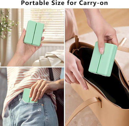FYY Daily Pill Organizer, 7 Compartments Portable Pill Case Travel Pill Organizer,[Folding Design] Pill Box for Purse Pocket to Hold Vitamins,Cod Liver Oil,Supplements and Medication-Green