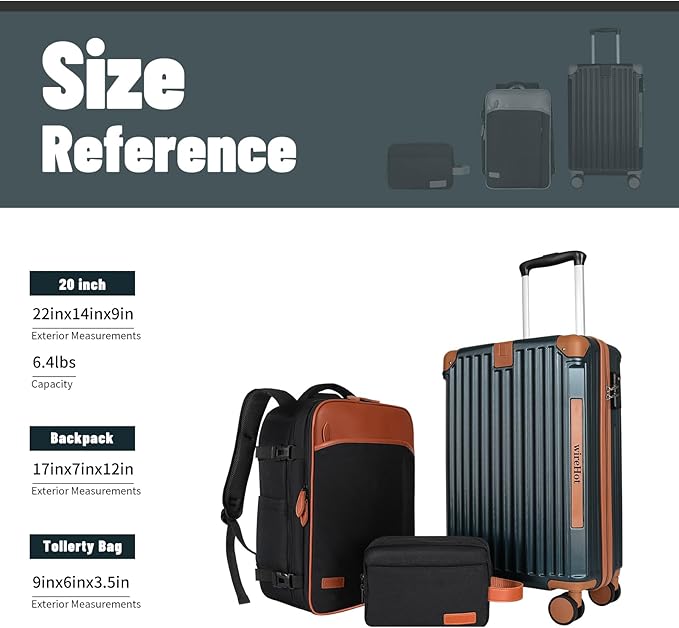 22x14x9 Airline Approved Vintage Style Carry On Luggage with Backpack Sets, ABS+PC Hardshell Small 20 inch Retro Suitcase with Protective Cover & Tag (Teal Blue, 20in/BP/TB)