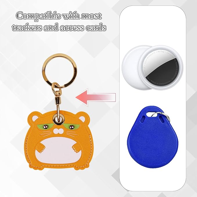 Leather Keychain Case Holder Compatible with Apple AirTag, GPS Airtag Keychain Finder Tracker with Key Ring, Anti-Scratch Protective Air Tag Cover