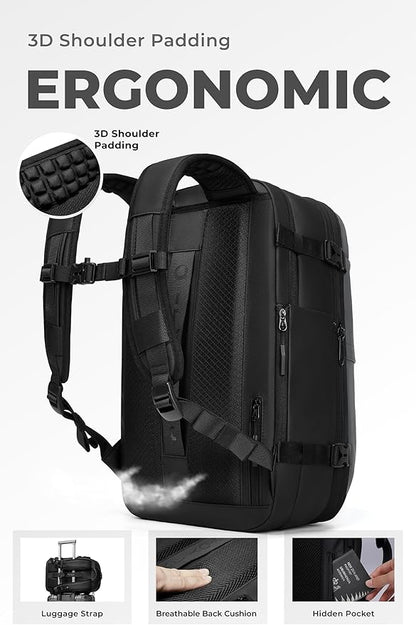 AirVault Vacuum Seal Travel Backpack 60L with Expandable Vortex Air Compression Vacuum System Water Resistant TSA Lock (Vacuum Pump Included, Gray, 60L)