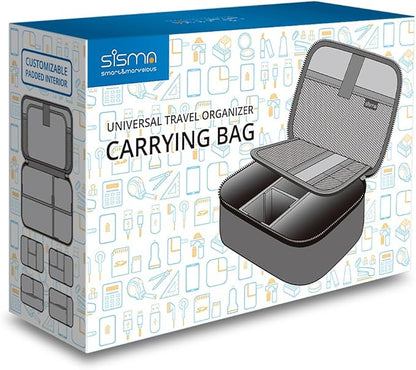 sisma Electronics Cords Organizer Tech Accessories Storage Case Travel Small Carrying Bag for Charging Cables Adapter USB Plugs Power Cord Leads - Grey 1680d