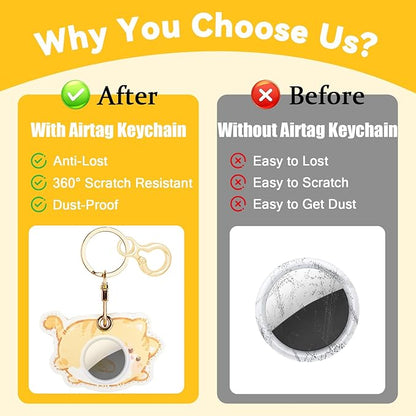 Leather Keychain for Airtag, Cute Protective Keychain Holder Compatible with Apple Air Tag,GPS Item Tracker Case Cover for Keys,Bags,Pets,Luggage(Cat)