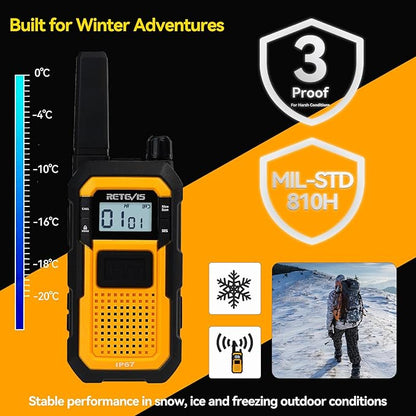 Retevis RB48 Waterproof Walkie Talkies, Heavy Duty Two Way Radio, Advanced Triple Proof, Vibration Call, USB-C, SOS,2000mAh, NOAA, 2 Way Radio(2 Pack) Yellow