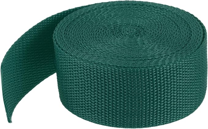 MECCANIXITY Lightweight Polypropylene Webbing Strap 1 1/2" 5 Yard Backpack Strapping Band Dark Green for Outdoor Luggage Cargo Straps