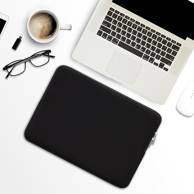 RAINYEAR Laptop Sleeve Case Compatible with 13.3 Inch Notebook Computer Tablet Chromebook 14" MacBook Pro/Max M1 M2 M3 M4 M5 Soft Cover Protective Case Zipper Carrying Bag (Black)