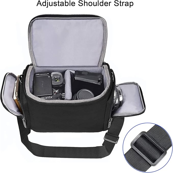 CADeN Camera Shoulder Crossbody Bag Case Compatible for Nikon, Canon, Sony SLR/DSLR Mirrorless Cameras and Lenses Waterproof(1.0 M, Black)