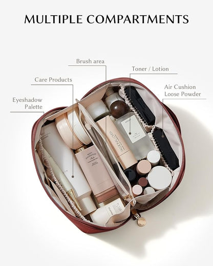 EACHY Travel Makeup Bag,Large Capacity Cosmetic Bags for Women,Waterproof Portable Pouch Open Flat Toiletry Bag Pattern Makeup Bag