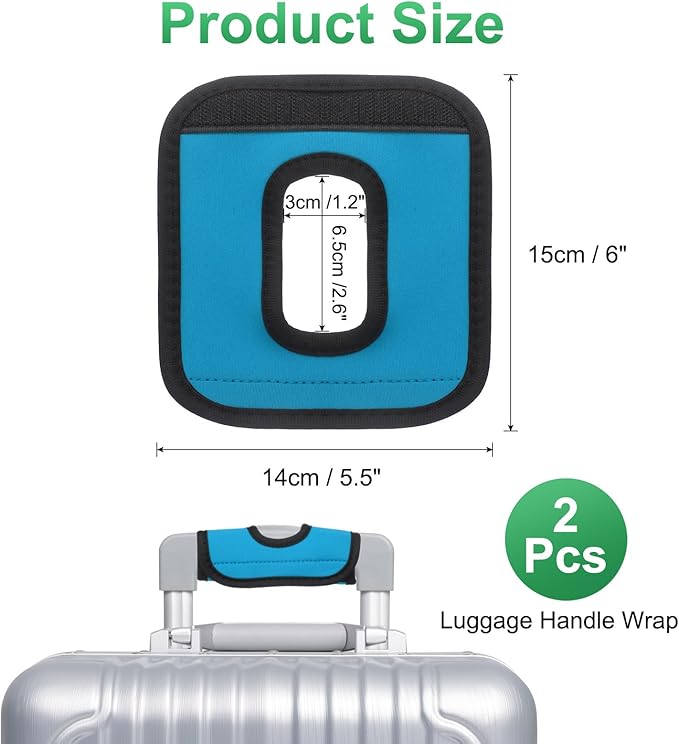 uxcell Luggage Handle Wrap, 2 Pcs Hollow Neoprene Handbag Grip Cover Protector Luggage Identifiers Suitcase Handle Wraps for Luggage Suitcase Travel Bags, Light Blue