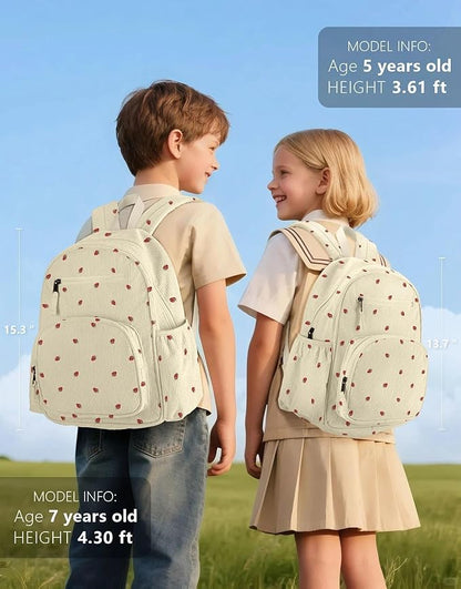 Corduroy Kids Backpack for Girls, Girls Backpack 5-9, Kindergarten Elementary School Bookbag for Girl 15.3" H Fit Folder