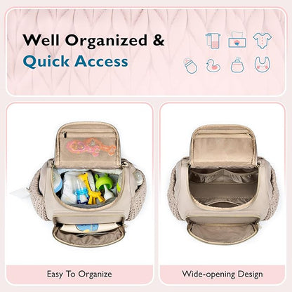 mommore Diaper Bag Small Diaper Backpack Stylish Baby Backpacks Travel Mini Maternity Bags with Insulated Pockets, Changing Pad, Stroller Straps