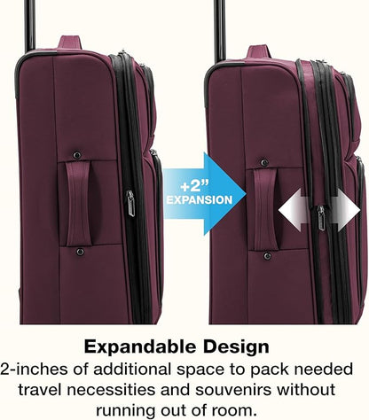 U.S. Traveler Anzio Softside Expandable Spinner Luggage, Burgundy, Carry-on 22-Inch