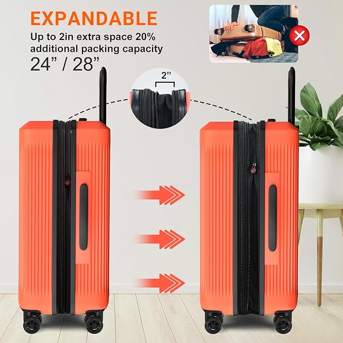 Verdi Hardside 24 Inch Luggage with Spinner Wheels Lightweight Expandable Suitcase