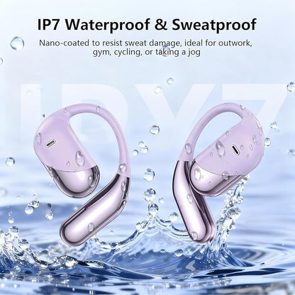 Open Ear Headphones,Over Ear Buds Clip Wireless Earbuds Bone Conduction Built-in Mic Earhook,Bluetooth 5.4 LED Display,60H Playtime Touch Control Design for Cycling,Running,Workout Fitness,office
