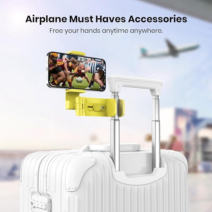 Klearlook 4 in 1 Adjustable Phone Stand - 360 Rotation Handsfree Viewing, Foldable Travel Essentials, Accessory for Flight/Home/Office - Yellow