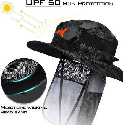 KastKing UPF 50 Boonie Hat Fishing Hat with Removable Neck Flap Sun Hats for Men