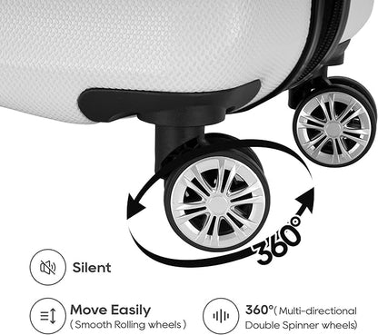 GinzaTravel 3-piece expandable luggage sets with Spinner Wheels， ABS hardshell Suitcase with TSA Lock，Large Luggage for Family Travel & carry on 20/24/28，White color
