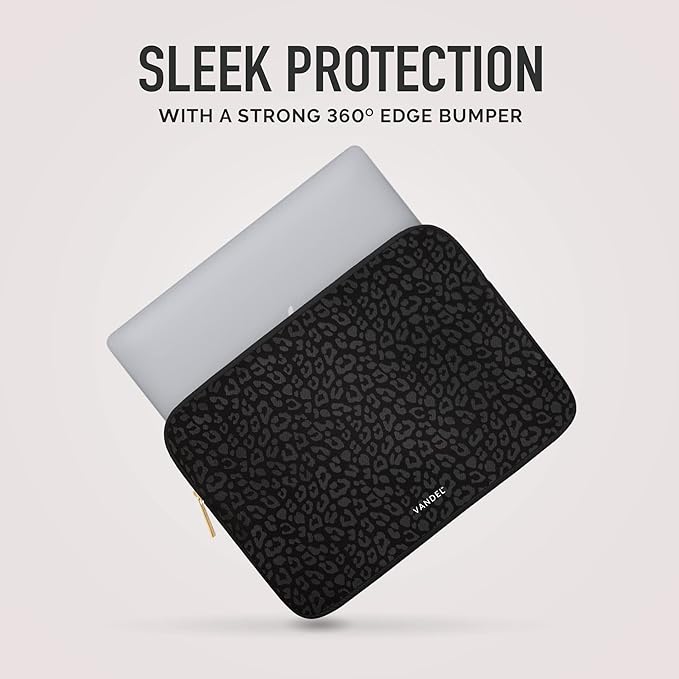 Vandel MacBook Air 13 inch Laptop Sleeve, Fits 13-13.3 inch Laptops: Neoprene MacBook Air & Pro Case, Chromebook, HP Soft Cover | Thin Computer Carrying Bag, Black Leopard Mac (M1 & M2) Pouch