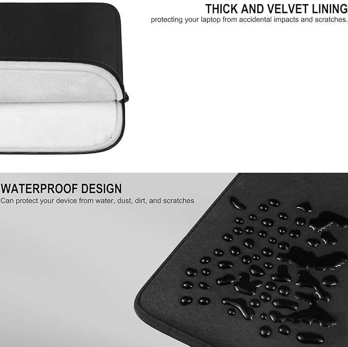 Laptop Sleeve 17 Inch, Shockproof Protective Traveling Computer Bag, Water Resistant Portable Laptop Case Compatible for Lenovo, HP, Dell, Asus, MacBook, Notebook, Black