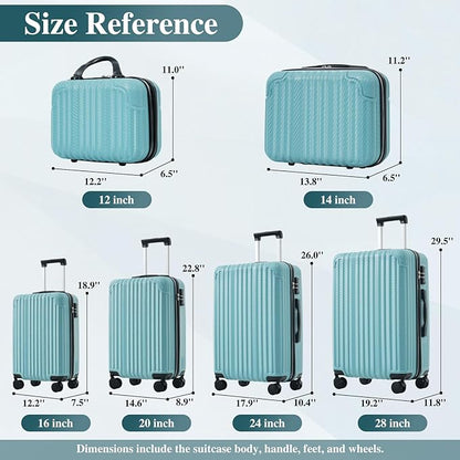 Hardshell 3pcs Luggage, Lightweight Suitcase with Spinner Wheels, Ice blue