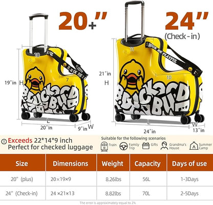 Kids Ride-On Suitcase 20", Toddler Luggage with Wheels - Cute Design, Safe for Little Ones, Ideal Birthday Gift for Children