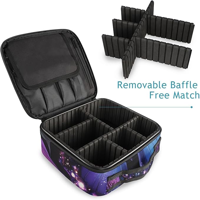 MNSRUU Travel Makeup Bag, Butterfly Rose Women Makeup Case Organizer Cosmetic Toiletry Bag for Teenage Girl with Adjustable Dividers
