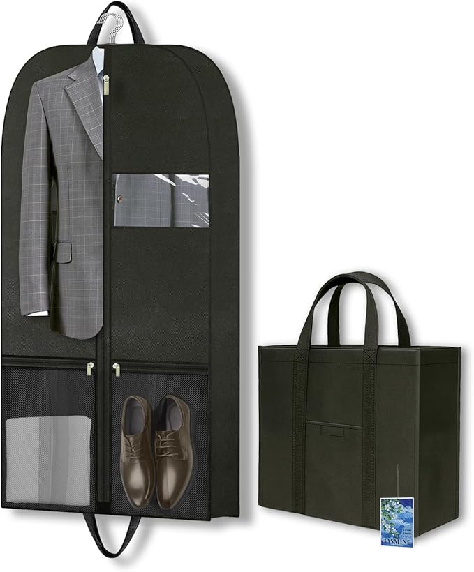 Heavy Duty Clothing Storage Large Garment Bags for Hanging Clothes, Breathable Travel Garment Bags with Zippered Closure for Suits, Dresses and Travel