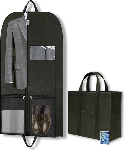 Heavy Duty Clothing Storage Large Garment Bags for Hanging Clothes, Breathable Travel Garment Bags with Zippered Closure for Suits, Dresses and Travel