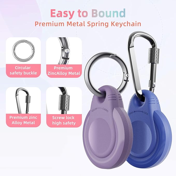 Waterproof Holder for AirTag Keychain Lock Case for Apple AirTags Keyring Durable Lightweight Cover for AirTag for Keys Kids Luggage Backpacks Pet Collar Multicolor 5Pack