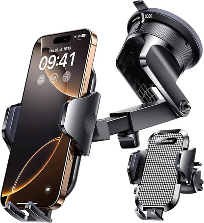 VANMASS [Pro Version] Universal Car Phone Mount [2025 Super Suction Cup] Phone Holder for Car, Cell Phone Car Mount for Windshield Dash Vent Truck Stand for iPhone 17 Pro Max 16 15 14 Samsung Android